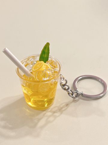Ig Style Cup Lemon Plastic Bag Pendant Keychain