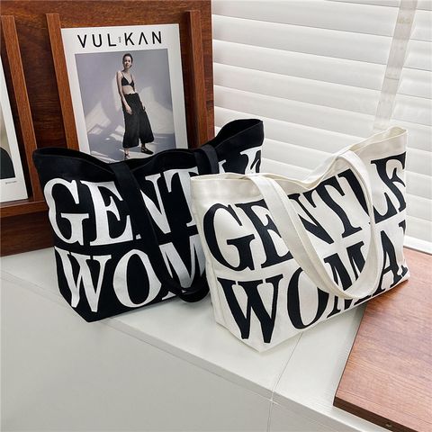 Women's Streetwear Letter Canvas Shopping Bags