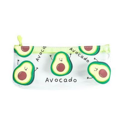 Ins Style Green Avocado Transparent Pencil Case Student Japanese Girl Heart Cartoon Simple Large Capacity Stationery Bag