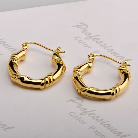1 Pair Modern Style U Shape Plating Titanium Steel 18k Gold Plated Hoop Earrings