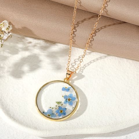 Casual Simple Style Flower Alloy Dried Flower Resin Women's Necklace