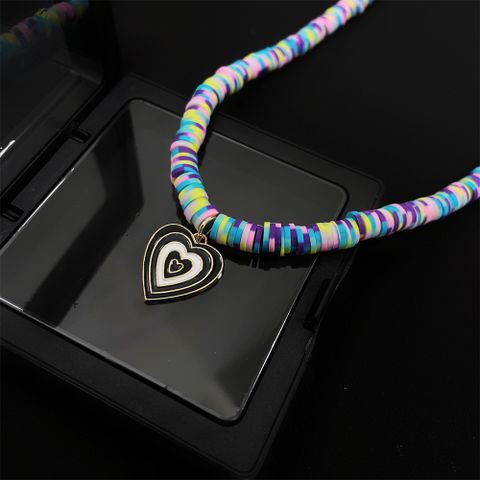 Sweet Heart Shape Alloy Rubber Wholesale Pendant Necklace