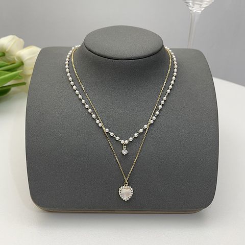 Elegant Flower Artificial Diamond Artificial Pearl Wholesale Pendant Necklace