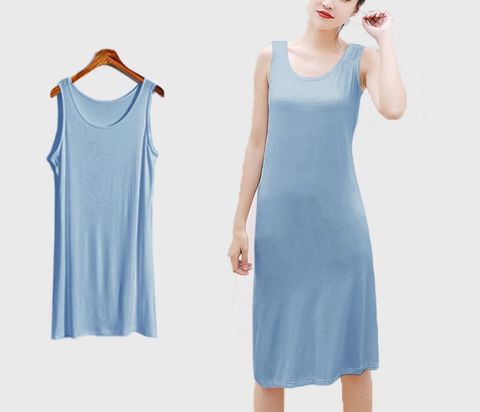 Women's Tank Dress Casual U Neck Backless Sleeveless Solid Color Knee-length Midi Dress Above Knee Home Daily
