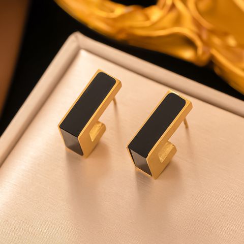 1 Pair Elegant Heart Shape Rectangle Plating 304 Stainless Steel Acrylic 18K Gold Plated Ear Studs