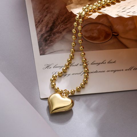 Einfacher Stil Pendeln Herzform Kupfer Überzug 18 Karat Vergoldet Halskette Mit Anhänger