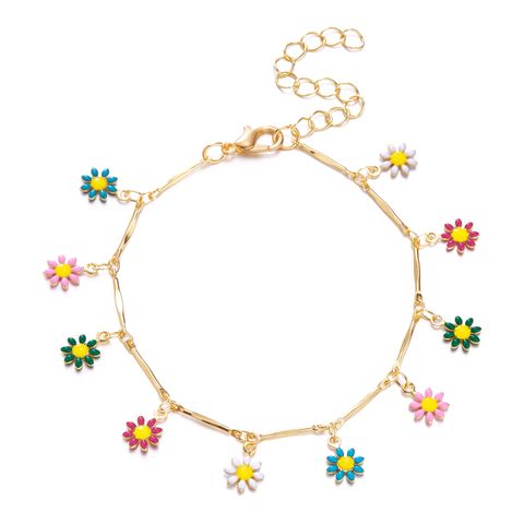 Wholesale Jewelry Simple Style Flower Alloy Gold Plated Plating Bracelets