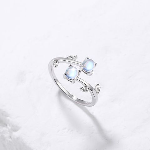 Simple Style Flower Sterling Silver Glass Stone Open Rings In Bulk
