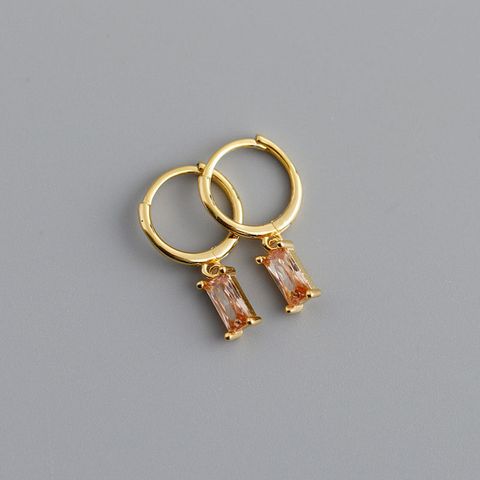 1 Pair Modern Style Square Inlay Copper Zircon Earrings