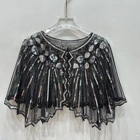 Women's Fashion Plaid Polyester Beaded Sequins Shawls