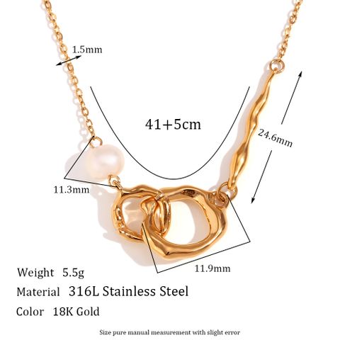 Einfacher Stil Klassischer Stil Doppelring Perle Rostfreier Stahl Überzug 18 Karat Vergoldet Halskette