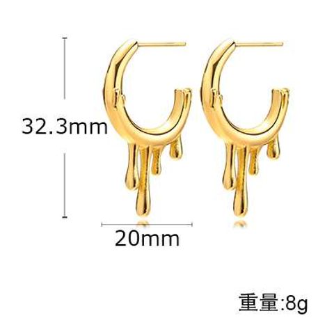 Fashion Water Droplets Stainless Steel Earrings Plating Stainless Steel Earrings