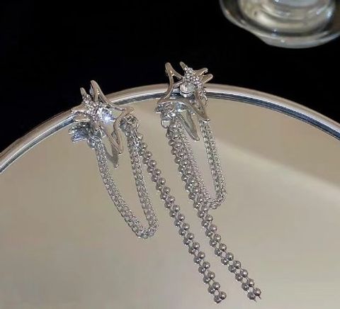 1 Pair Elegant Star Plating Inlay Alloy Artificial Diamond Drop Earrings