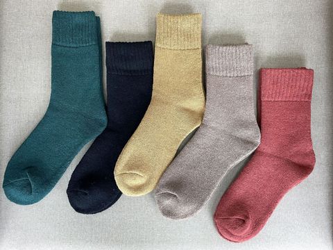 Women's Retro Color Block Polyester Blending Crew Socks 5 Pairs