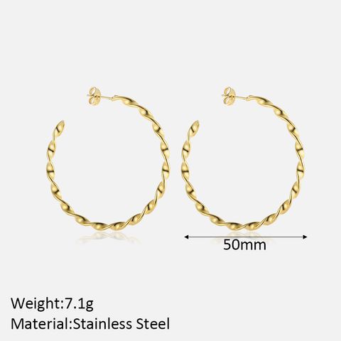 1 Pair Exaggerated Circle Plating 304 Stainless Steel Hoop Earrings