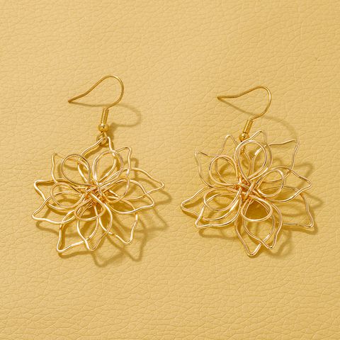 1 Pair Glam Flower Plating Alloy Drop Earrings