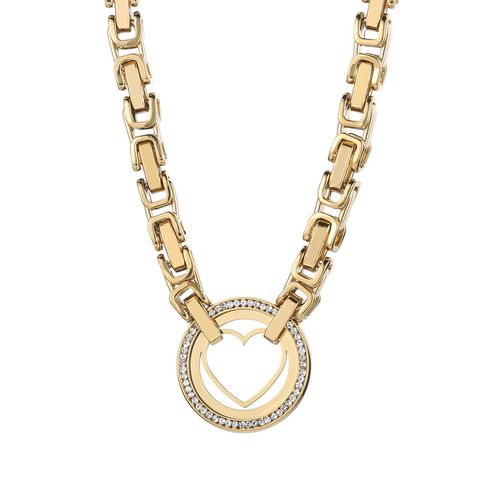 Titanium Steel 18K Gold Plated Elegant Plating Inlay Round Heart Shape Artificial Diamond Bracelets Necklace