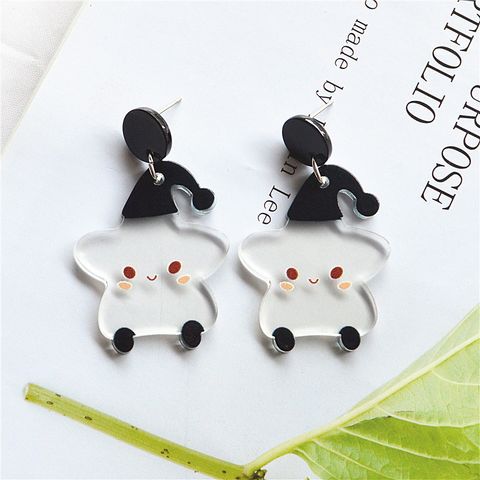 1 Pair Cute Cartoon Character Printing Arylic Drop Earrings