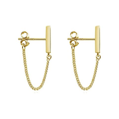 1 Pair Simple Style Solid Color Chain Plating Chain Alloy Drop Earrings