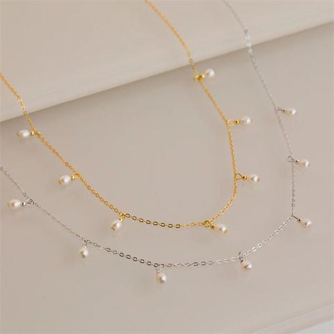 Elegant Solid Color Stainless Steel Imitation Pearl Plating Necklace