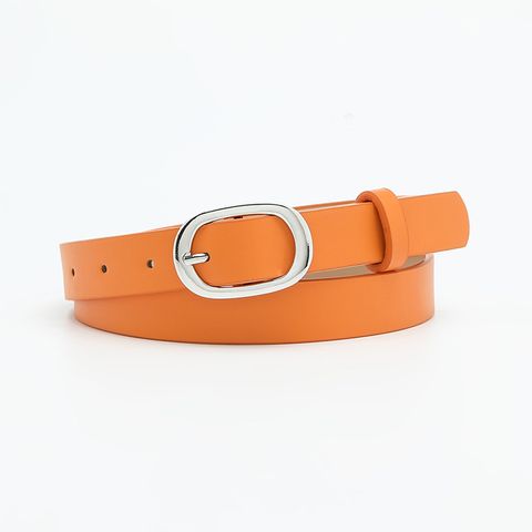 Basic Simple Style Solid Color Pu Leather Alloy Women's Leather Belts