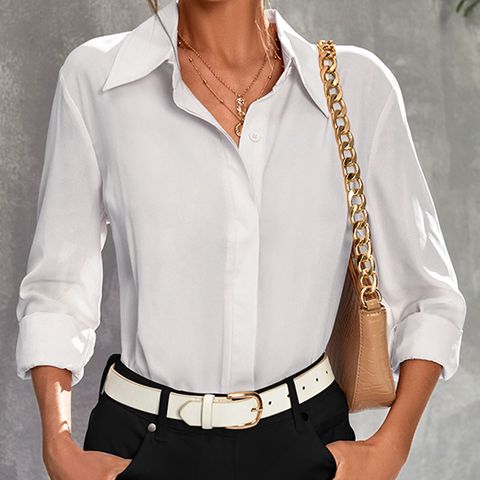 Women's Blouse Long Sleeve Blouses Button Casual Elegant Simple Style Solid Color