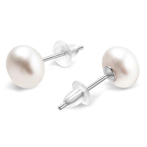 1 Pair Simple Style Solid Color Plating Inlay Sterling Silver Freshwater Pearl Ear Studs