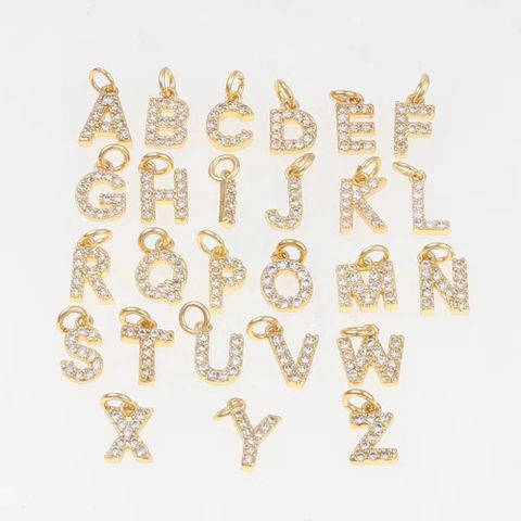 Simple Style Letter Copper Plating Inlay Zircon Charms Jewelry Accessories