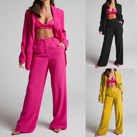 Women's Streetwear Solid Color 4-way Stretch Fabric Pocket Pants Sets