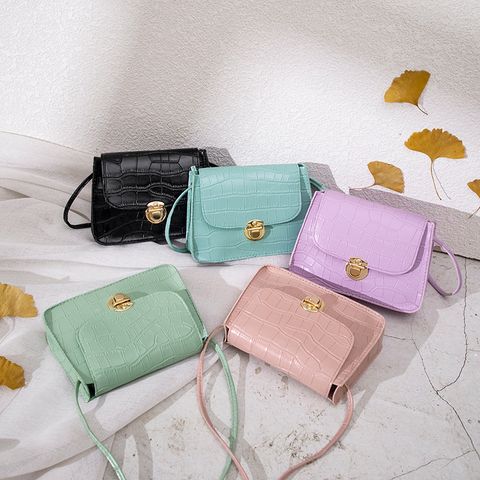 Women's Small Pu Leather Solid Color Streetwear Square Crossbody Bag