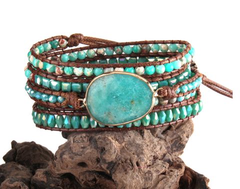 Wholesale Ethnic Style Round Natural Stone Beaded Artificial Gemstones Bracelets
