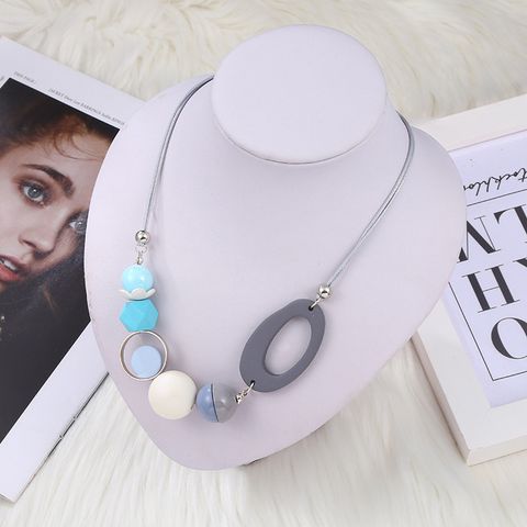 Casual Simple Style Round Oval Plastic Resin Wholesale Sweater Chain