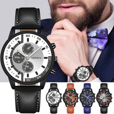 Casual Color Block Buckle Quartz Men's Watches