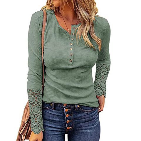 Women's Blouse Long Sleeve Blouses Patchwork Button Classic Style Solid Color