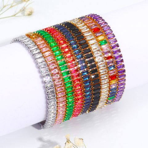 Copper Gold Plated Sweet Inlay Color Block Zircon Bracelets