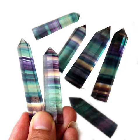 Simple Style Geometric Rainbow Fluorite Crystal Ornaments