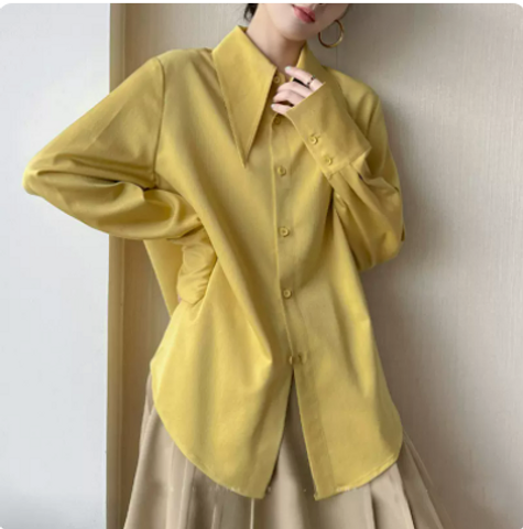 Women's Blouse Long Sleeve Blouses Button Casual Simple Style Simple Solid Color