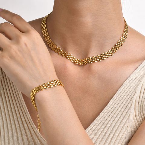 Moda Geométrico Cobre Chapado En Oro Collar