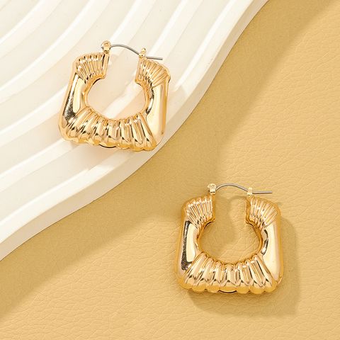 1 Pair Lady Shiny Square Alloy Earrings