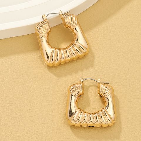 1 Pair Lady Shiny Square Alloy Earrings