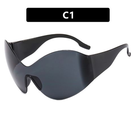 Y2k Streetwear Solid Color Pc Special-shaped Mirror Frameless Women's Sunglasses