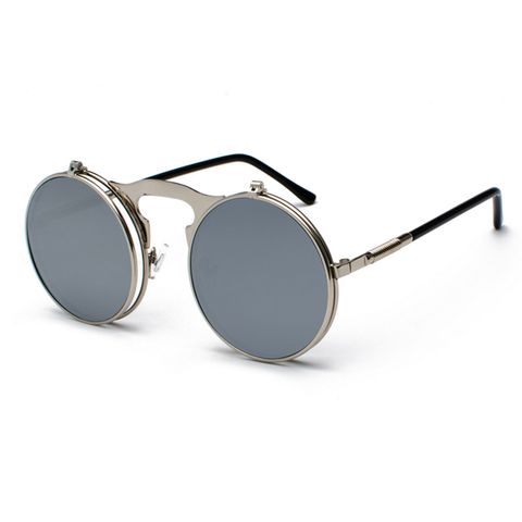 Retro Solid Color Ac Round Frame Full Frame Women's Sunglasses