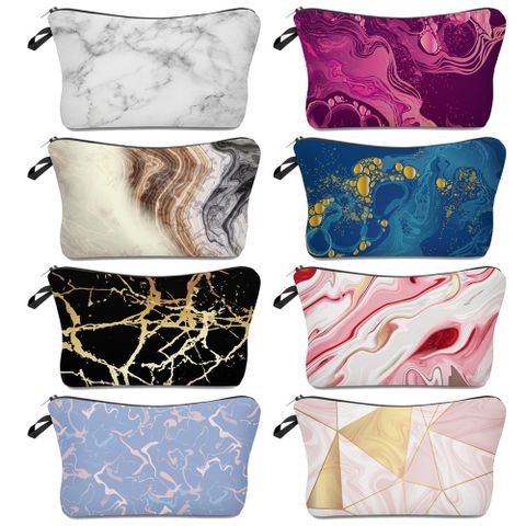 Women's Medium All Seasons Polyester Marble Vintage Style Square Zipper Cosmetic Bag