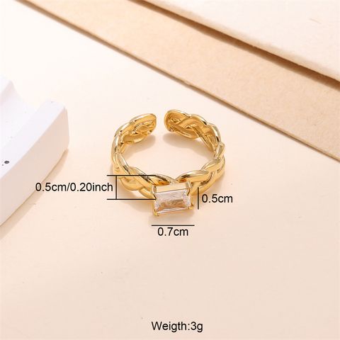 Elegant Solid Color Stainless Steel Plating Inlay Zircon 18k Gold Plated Open Rings