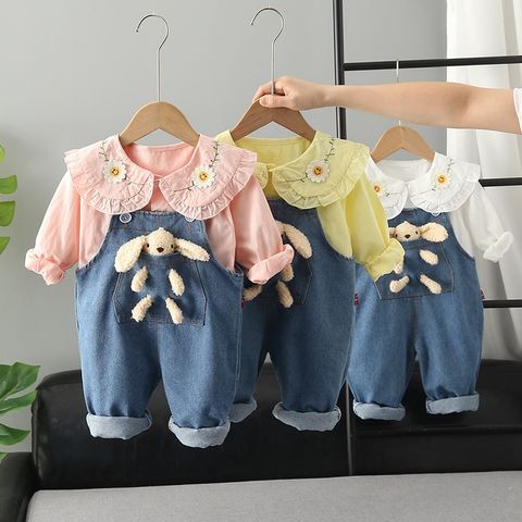 Simple Style Cartoon Cotton Girls Clothing Sets