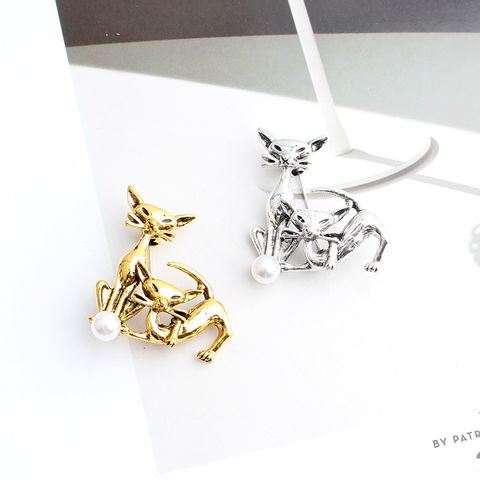 Casual Cat Imitation Pearl Alloy Unisex Brooches