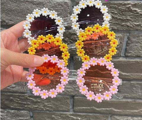 Vacation Beach Flower Ac Round Frame Full Frame Kids Sunglasses