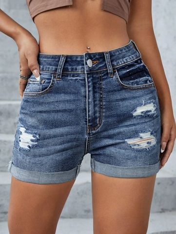 Women's Street Sexy Streetwear Solid Color Shorts Ripped Jeans