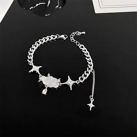 Modern Style Geometric Star Water Droplets Alloy Titanium Steel Irregular Polishing Tassel Women's Bracelets Necklace