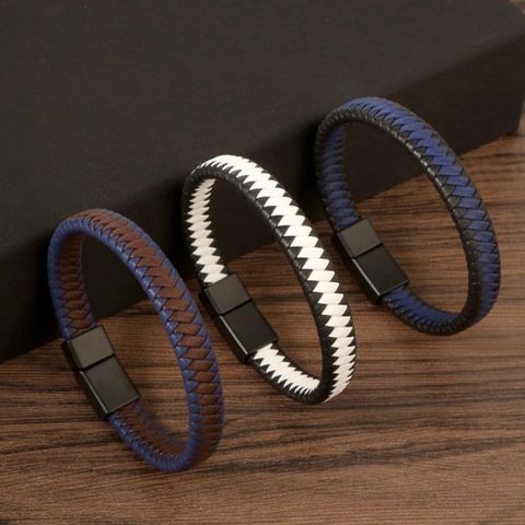 Classical Color Block Alloy Handmade Men's Bracelets Bangle